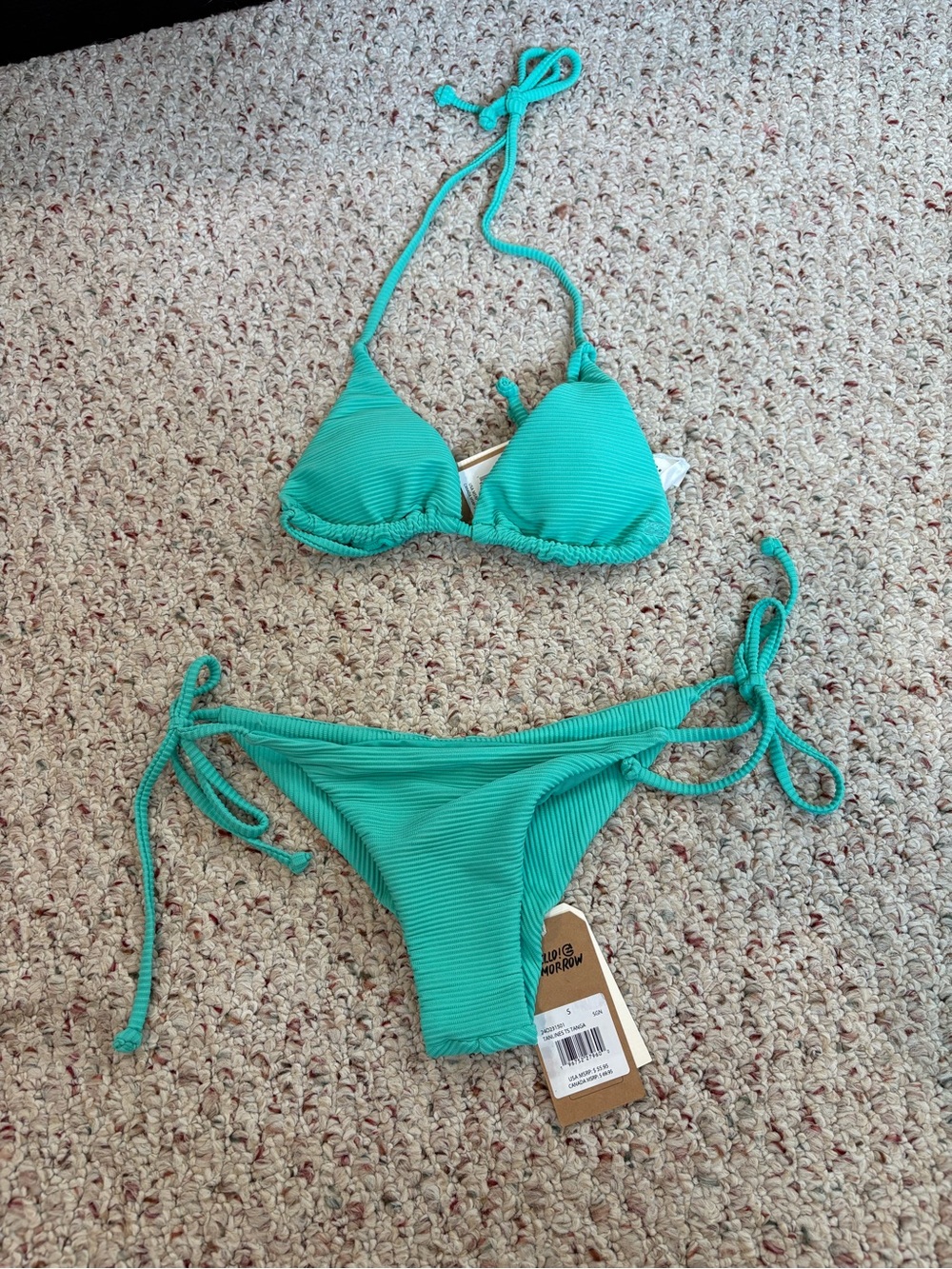 Billabong Teal Ribbed Tie-Side Bikini